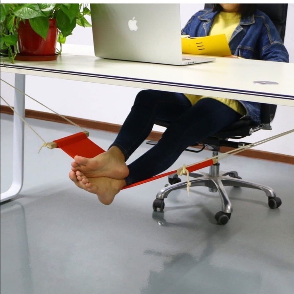 Adjustable Mini Foot Rest Hammock - Orange Desk Foot Rest